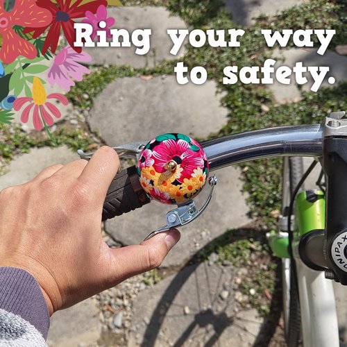 ONIPAX Floral Aluminum Alloy Bicycle Bell, Handlebar Mount Classic Loud Ringer for Cruiser & Beach Bikes, Pink Flower Decor