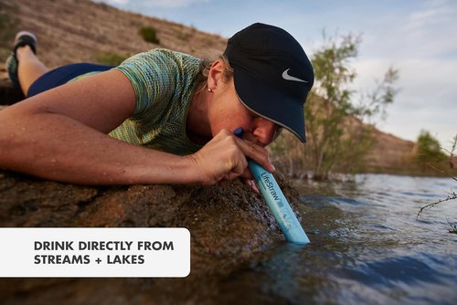 LifeStraw Personal Water Filter for Hiking, Camping, Travel, and Emergency Preparedness, Navy Blue