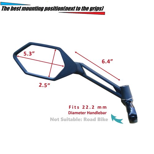 MEACHOW New Scratch Resistant Glass Lens,Handlebar Bike Mirror, Adjustable Safe Rearview Mirror, Bicycle Mirror (Silver Left Side) ME-005LS