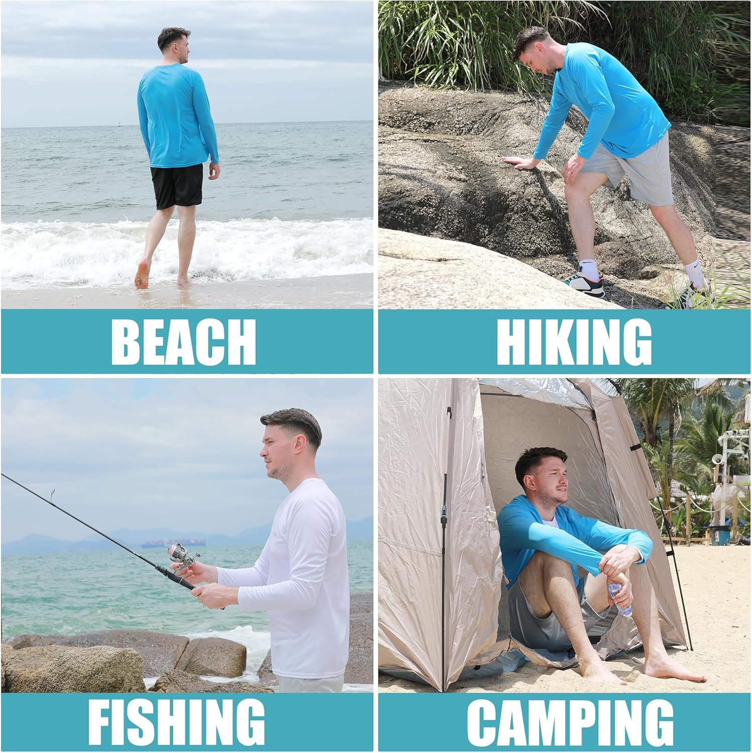 Skiennix Men's Long Sleeve UPF 50+ UV Sun Protection Rash Guard | Lightweight Quick-Dry Fishing & Hiking Shirt