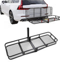 KUAFU Folding Hitch Mount Cargo Carrier - 60"x19.5"x5.5" Rear Luggage Basket for SUVs & Trucks | 550LBS Capacity