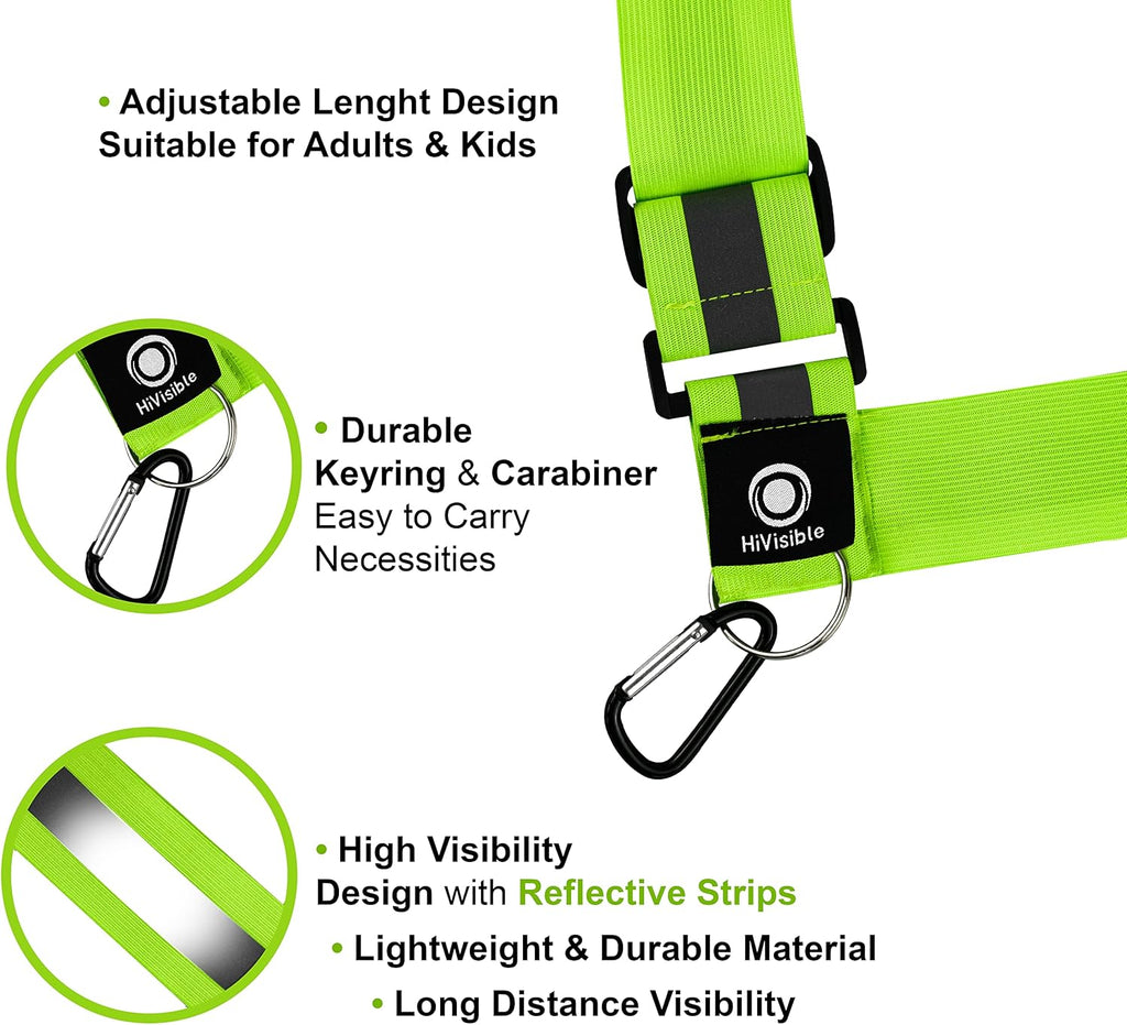 Safety Reflective Sash - Adjustable Night Visibility Belt for Men, Women & Kids | 10 Pack