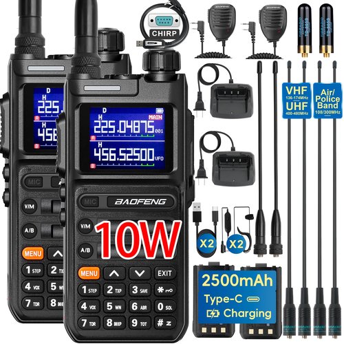 BAOFENG UV26 Ham Radio 10W (New Gen 5RM) Long Range Handheld Rechargeable Walkie Talkies with Programming Cable,Speaker Mic,Earpiece & 2500mAh Type-C Battery,Multi-Band Two-Way Radio, 2 Pack Full Kit