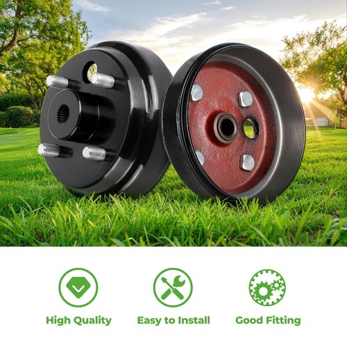 10L0L Golf Cart Spline Brake Drum Assembly with 1 Inch Large Hole 30 Teeth, for 4 Cycle Gas 1991-Up EZGO TXT, RXV, Marathon, Medalist, Columbia, OEM 21807 G1, 41843-94 (2 Pack)