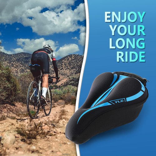 YLG Bike Seat Cover, Memory Foam & Gel Bike Seat Cushion Cover for Men & Women, Comfortable Bicycle Seat Cover for Peloton/Fixed/Cruiser/Indoor/Outdoor Bike seat with Waterproof Cover