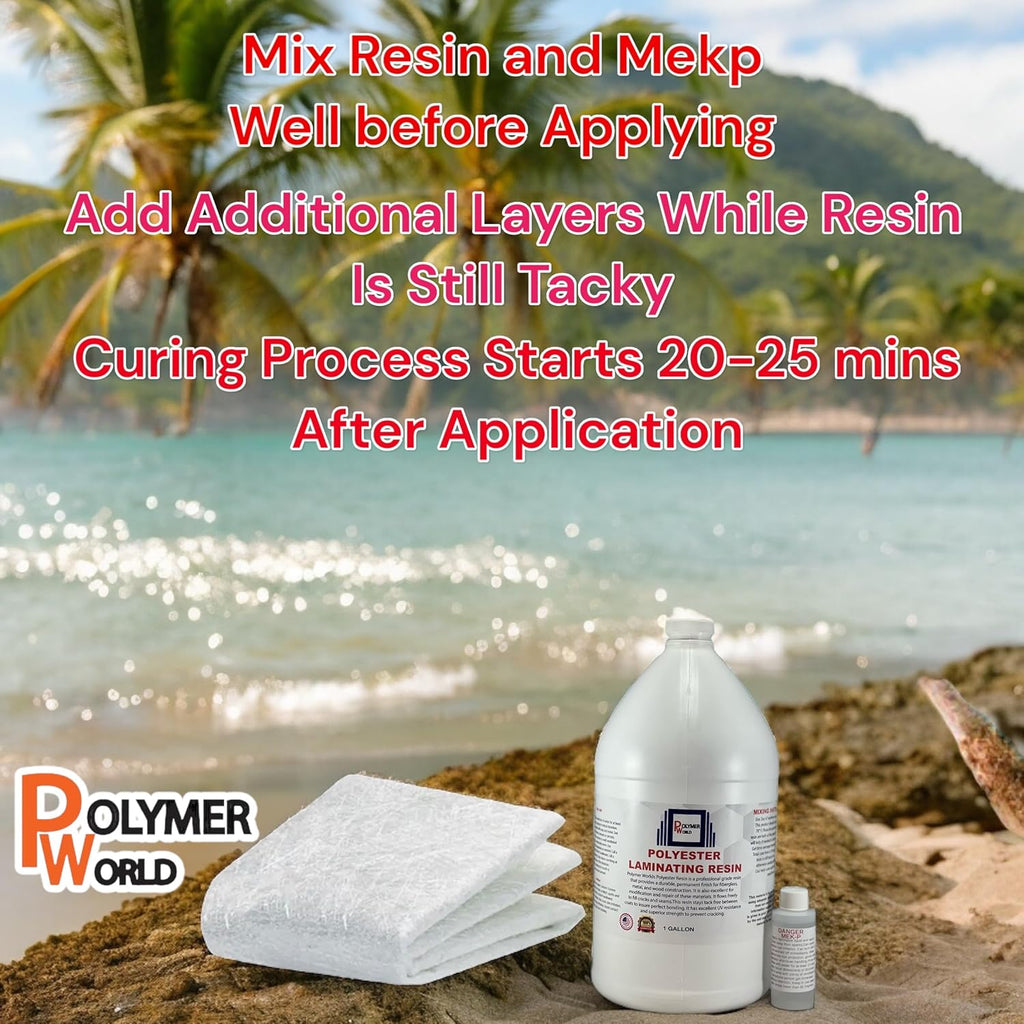 Polymer World Polyester Resin - Biaxial Cloth Repair Kit for Boats, RVs, Jetskis & More | 1708x38x5 Yard