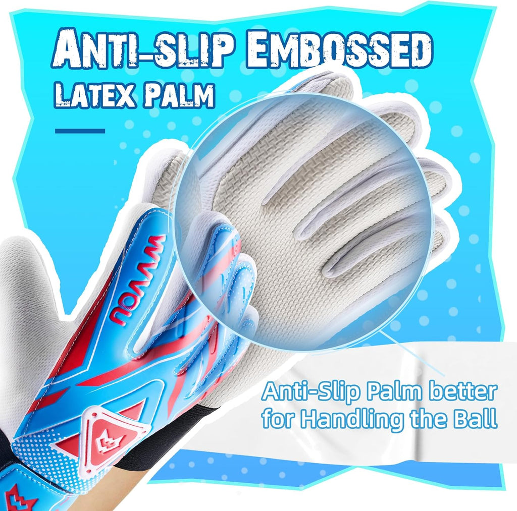 WVVOU Goalkeeper Gloves - Youth Soccer Goalie Gloves with Double Protection & Super Grip