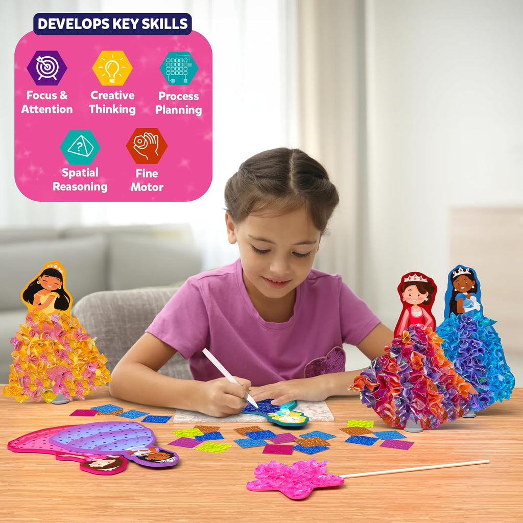 Skillmatics Poke-In Art - Magical Princesses DIY Wood Craft Kit for Kids Ages 4-9 | Mess-Free Creative Fun