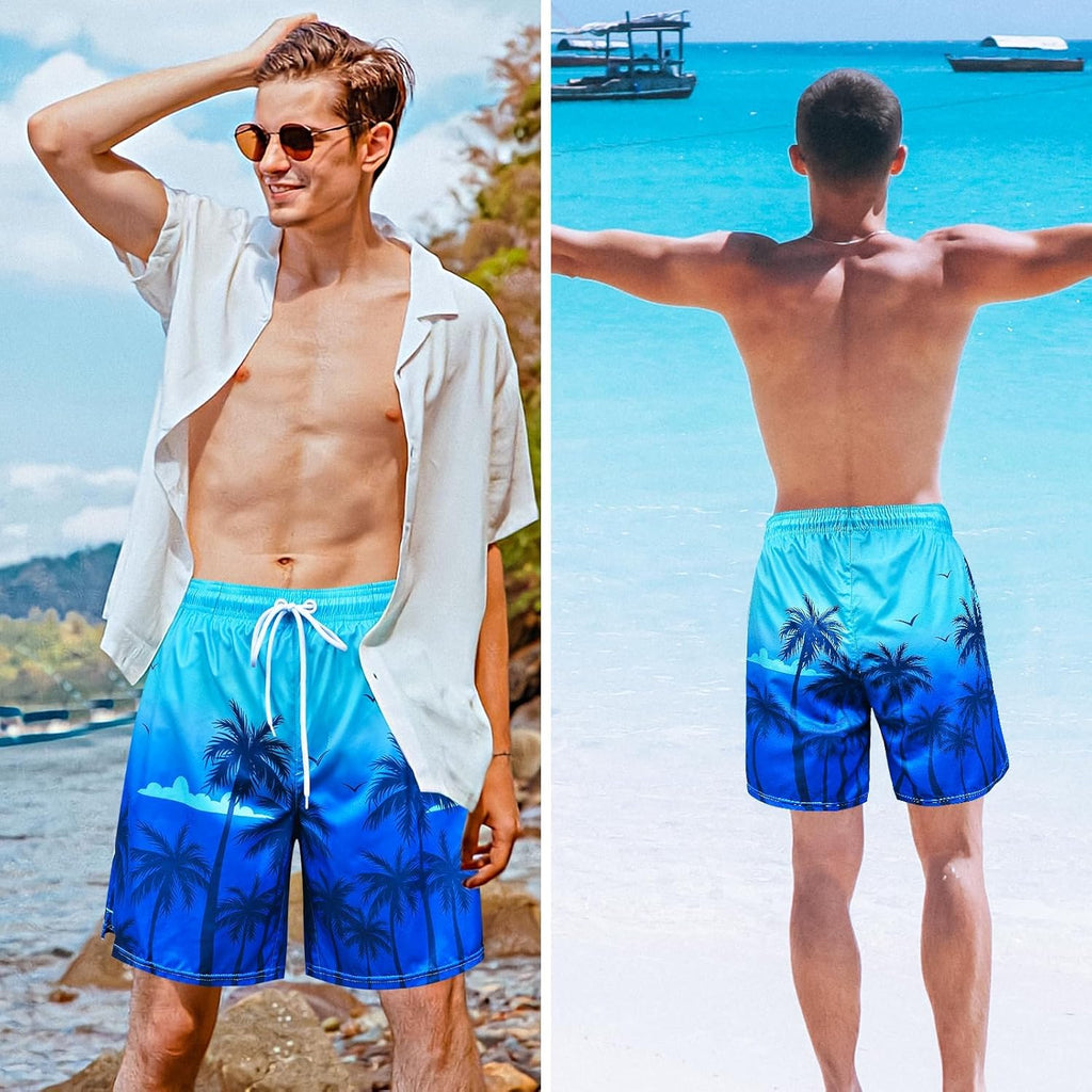 OlyPegic Men's Swim Trunks - Quick Dry Bathing Suit with Compression Liner & Zipper Pocket