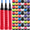 Wettarn 60 Pcs Racket Grip Anti Slip 43 Inches Tennis Racket Grip Tape Overgrips Precut and Dry Feel Tennis Anti Slip Absorbent Overgrip for Badminton, Fishing Rod