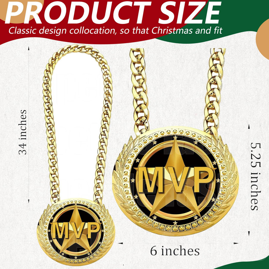 Greatest of All Time Turnover Chain - 6" Big Gold Awards Medal Goat Trophy Necklace Champion Chain for Football Fantasy Basketball Soccer Sports Achievements MVP Turnover Chain Athlete Prize Gifts