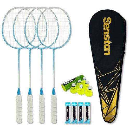Senston Badminton Rackets Set for Backyards, Lightweight Badminton Set of 4-6 Birdies, 4 Grips & Carrying Bag for Adults Family Beginners Outdoor Games