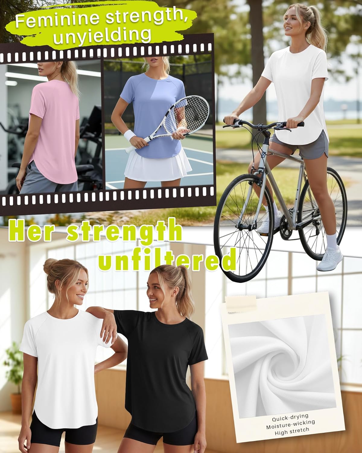 Skiennix Women's Workout Shirts - Quick Dry Athletic Tops | 4 Pack Short Sleeve Yoga Tees