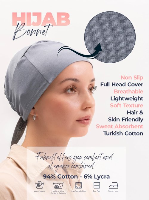 FabNest Women Hijab Undercap Islamic Muslim Under Scarf Hats Bonnet with Tie Back Non-Slip Breathable and Snug-Fit (Black-Navy Blue - 2 Pcs)