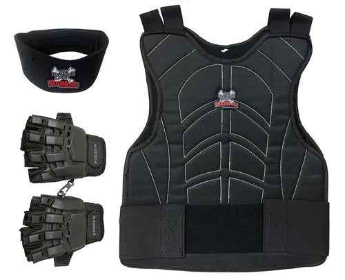 Maddog Sports Paintball & Airsoft Protective Combo Package | Padded Chest Protector, Half Finger Gloves, & Neck Protector – Lightweight Impact Protection for Youth, Teens, Up to Adult Medium Players
