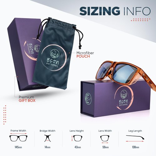 Bgon Outdoors FISHING Polarized UV400 sunglasses for lake, river, stream, and ocean fishing. Lightweight, durable comfort.