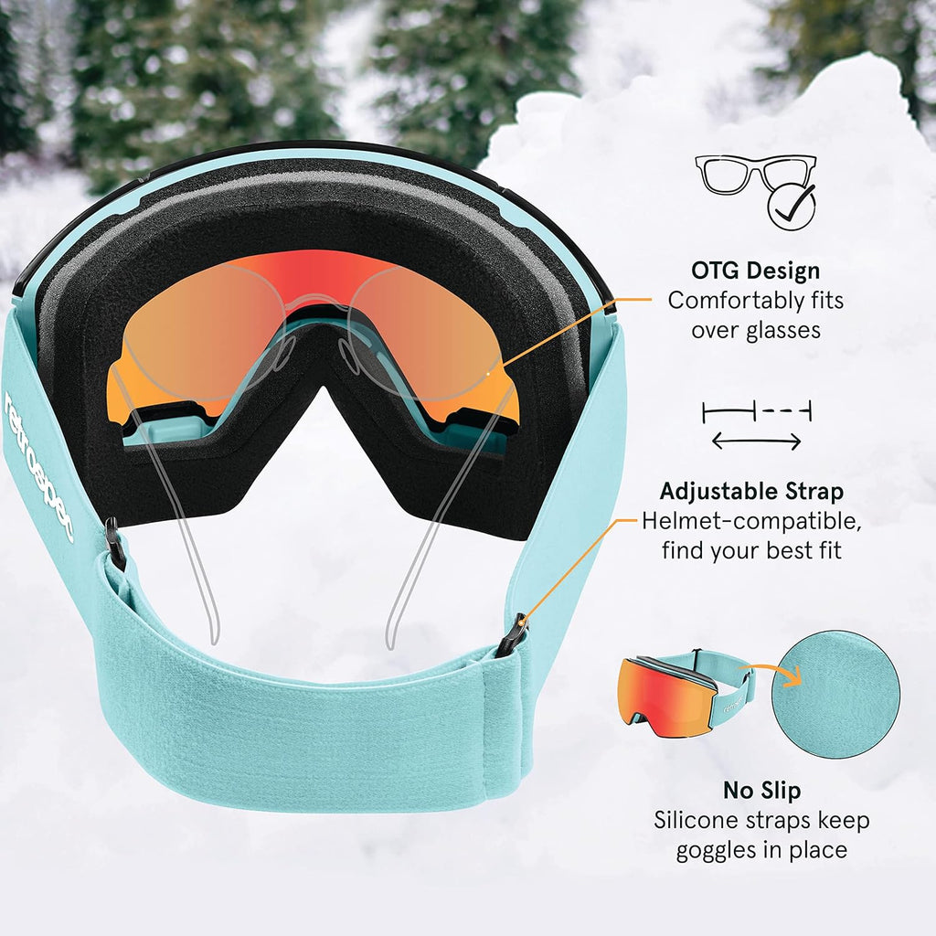Retrospec Zenith Ski Goggles - 100% UV Protection & Anti-Fog Design for All Ages | Unisex Snowboard Goggles