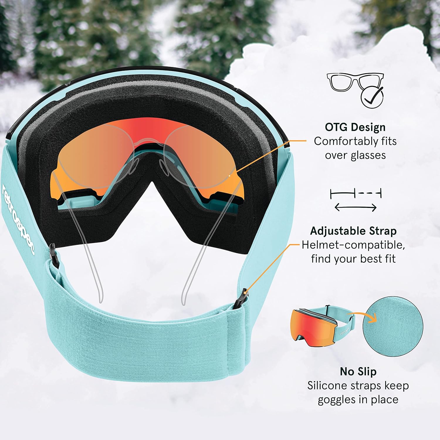 Retrospec Zenith Ski Goggles - 100% UV Protection & Anti-Fog Design for All Ages | Unisex Snowboard Goggles