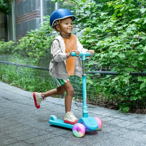 Jetson Bloom Go & Grow Kids 3-Wheel Light-Up Kick Scooter, Lights on Stem & Wheels, Adjustable Height Handlebar, Rear Brake, Easy-Folding Mechanism, Ages 3+, Blue, JBLOOM-BLU