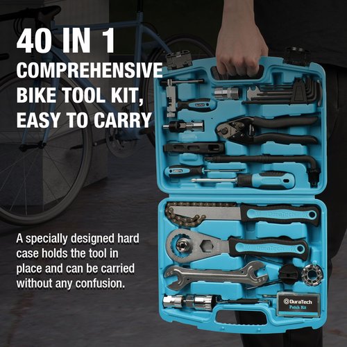 DURATECH 40 Pieces Bike Repair Kit, Complete Bicycle Tool Kit with Storage Case, Bike Tools for Mountain & Road Bikes – Chain, Tire, Brake, and Pedal Maintenance Set, Great Gift for Men, Women