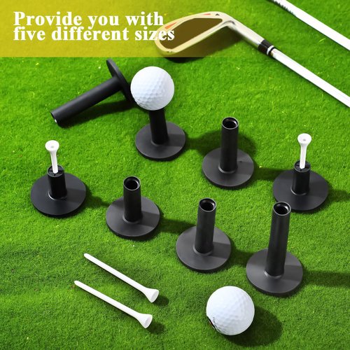23 Pieces Rubber Golf Tees Set Tees Holders for Driving Range Mats Value Rubber Ball Seat for Golf Hitting Mats and Indoor Outdoor Training Mixed Size 1.5 2.3 2.7 3.1 3.5 Inch(Black)