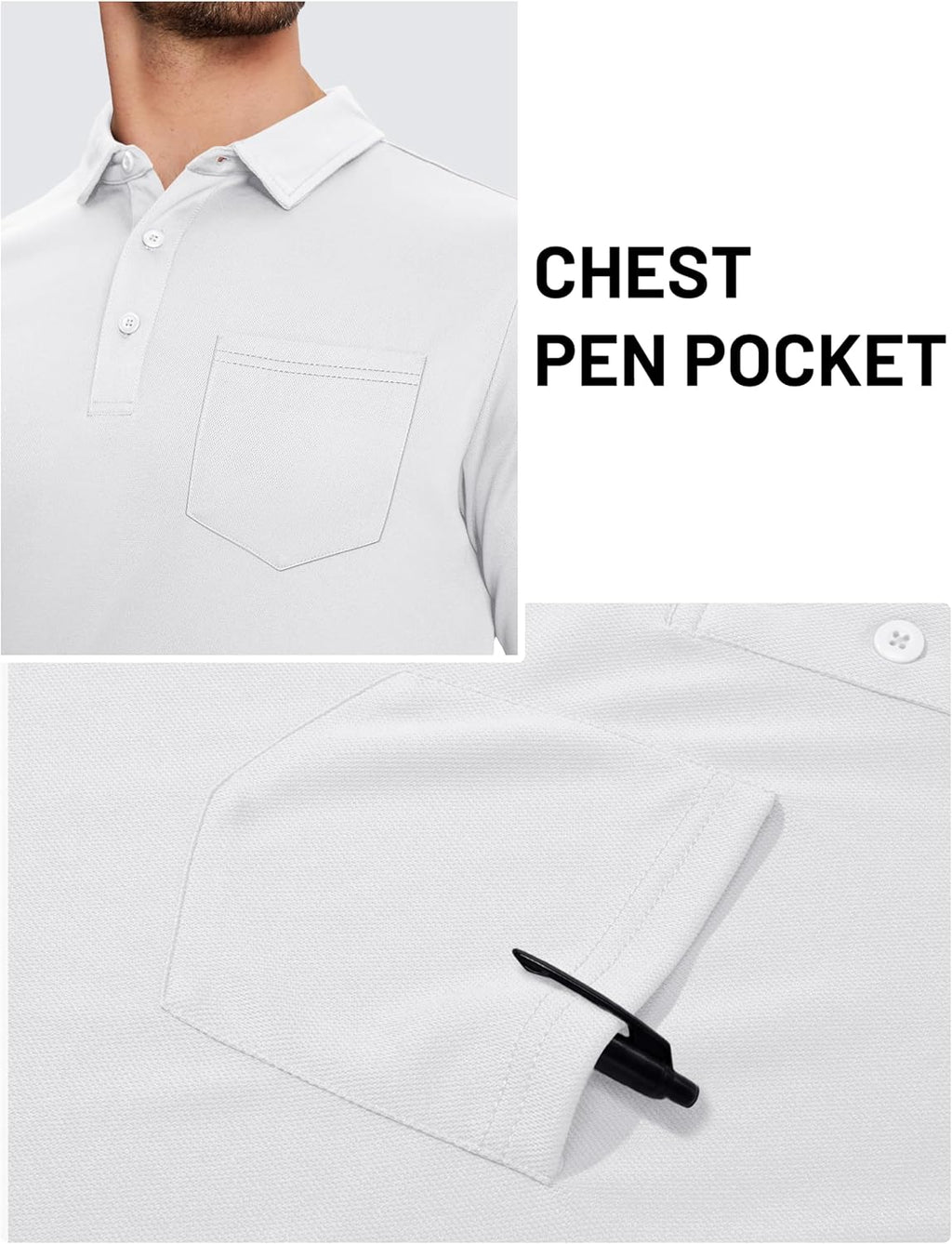 TACVASEN Men's Polo Shirt - Performance Dry Fit Golf Shirt with Pocket | Casual Short Sleeve