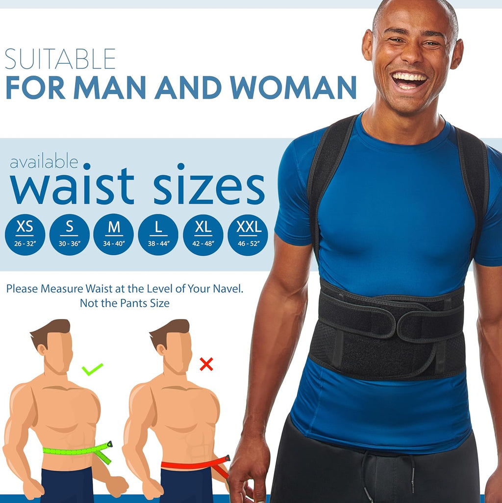 Selbite Posture Corrector - Adjustable Back Brace for Pain Relief & Support | Unisex, Large Size