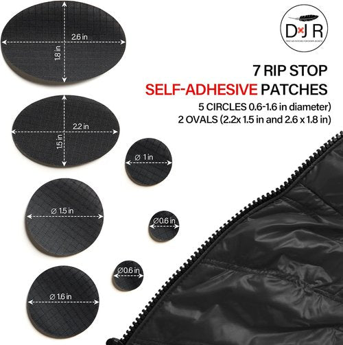Down Jacket Repair Patches - Waterproof Self-Adhesive, Tear-Resistant | 7-Piece Set for Outdoor Gear