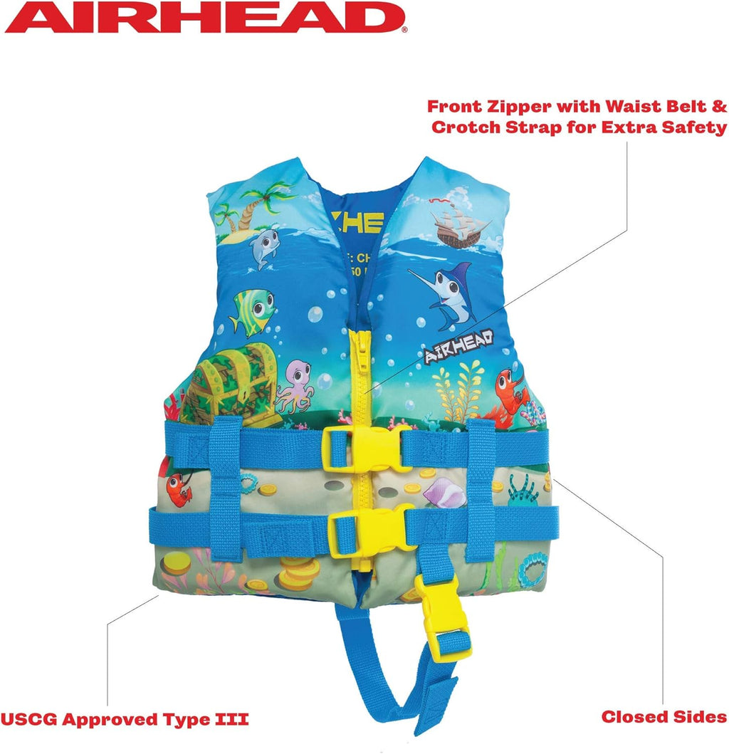 Airhead Treasure Life Vest for Infants & Children - USCG Approved, Fits 33-55 lbs