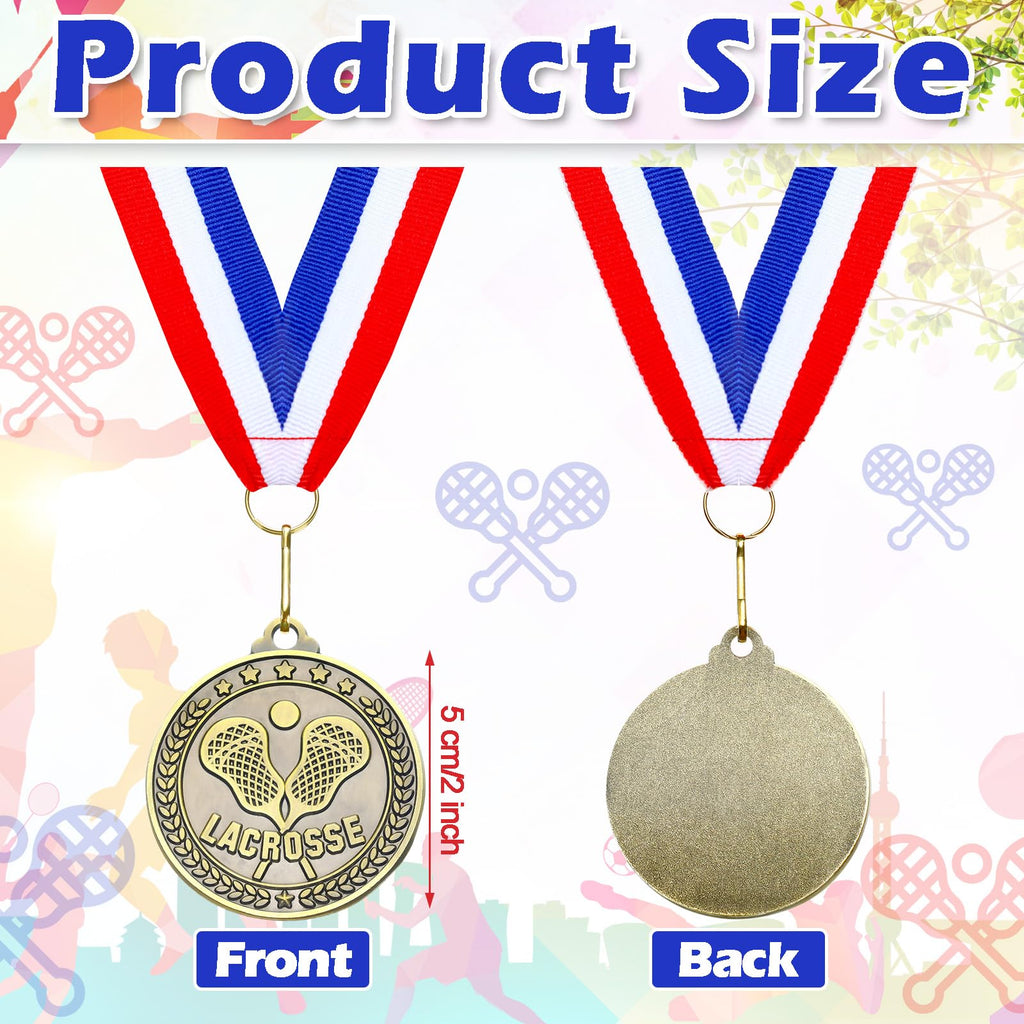 Remuuly 30 Pcs Gold Medals Bulk 2'' Basketball Soccer Baseball Volleyball Football Lacrosse Kickball Cheer Bowling Trophy Medals for Awards for Sports Participation Winner Gift(Gold,Lacrosse)
