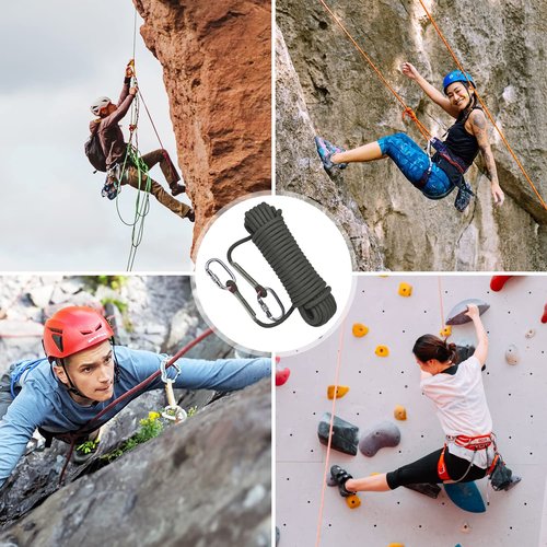 LZ.MZXU Climbing Rope, 12 mm Static Climbing Ropes, 32FT(10M) 65FT(20M) 100FT(30M) 164FT(50M) Outdoor Rock Climbing Rope with Hook, Safety Rappelling Ropes, Fire Rescue Parachute(Green, 32FT)