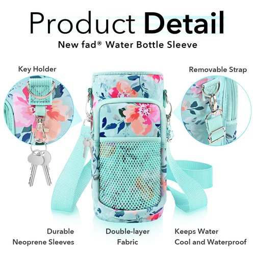 Half Gallon Water Bottle Carrier Bag, Bottle Pouch Phone Holder, Adjustable Shoulder Hand Strap 2 Pocket Sling Neoprene Sleeve Sports Water Jug Accessories for Hiking Travelling &Camping