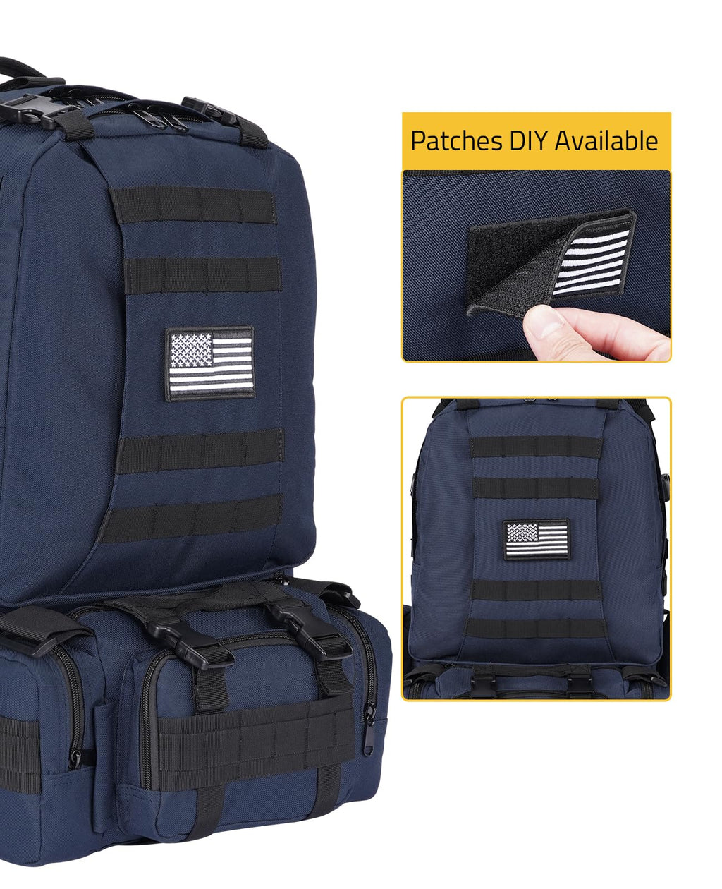 CVLIFE Tactical Backpack Military Army Rucksack 60L Large Assault Pack Detachable Molle Bag, Blue