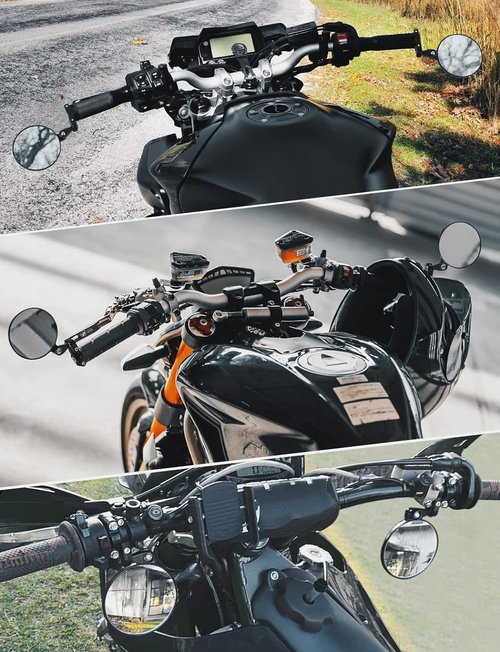 KEMIMOTO Universal Motorcycle Mirrors - 360° Rotatable Handlebar Side Mirrors | Fits 7/8" Bars