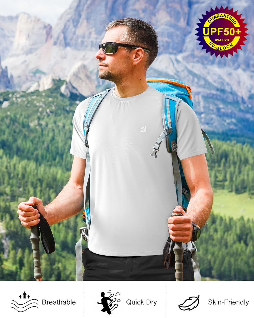Roadbox Men's Rash Guard - UPF 50+ UV Sun Protection | Quick-Dry Swim Shirt for Surfing & Fishing