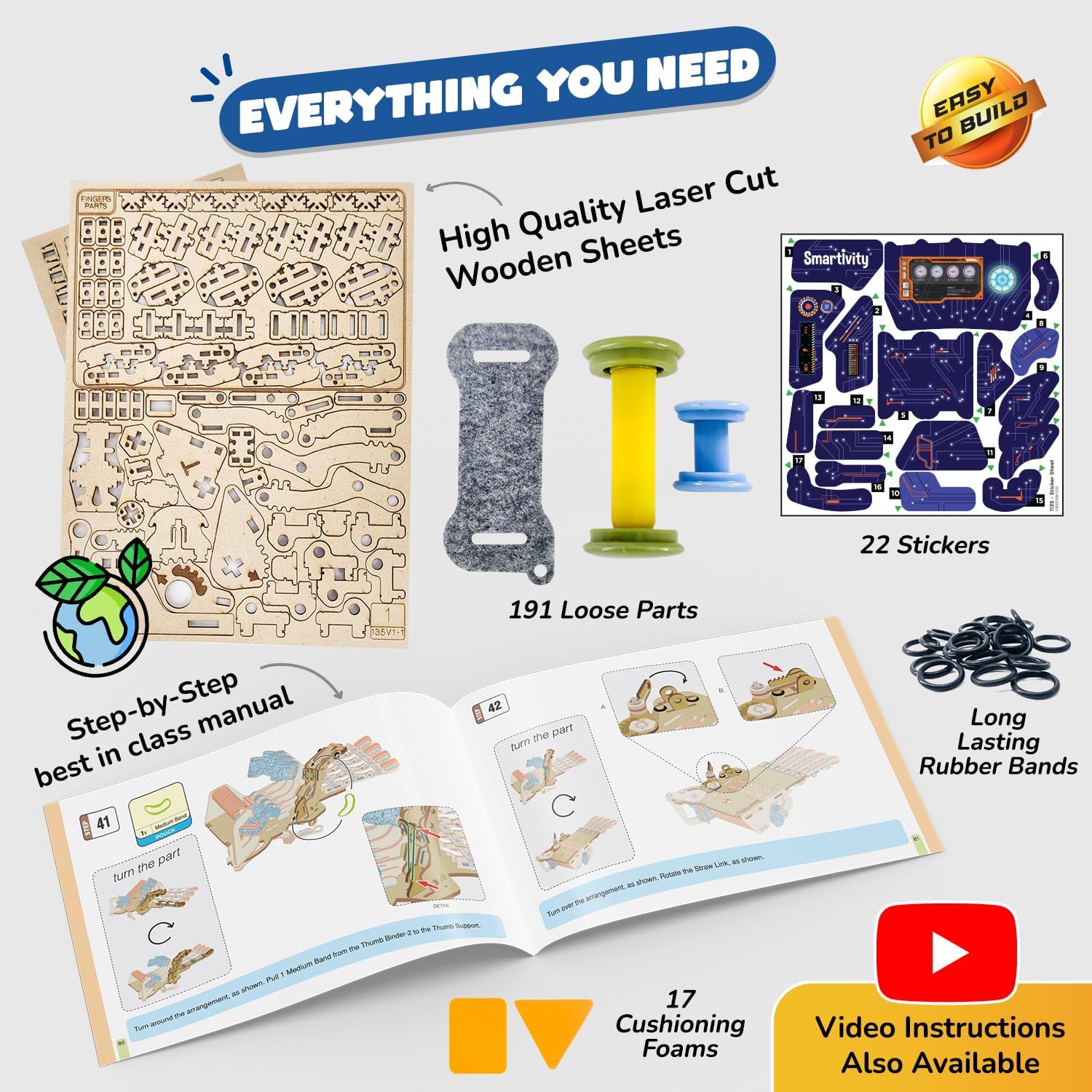 Smartivity DIY Robotic Mechanical Hand - Award-Winning STEM Toy for Kids Aged 8-14 | Perfect Birthday Gift