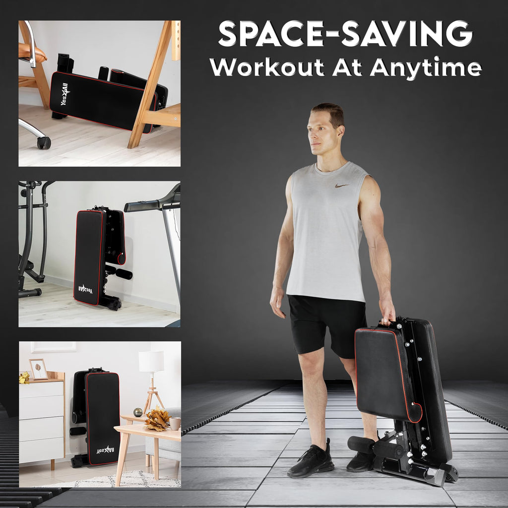 Yes4All Adjustable Weight Bench, 880Lb Foldable Workout Bench for Home Gym, Incline Bench with Innovative Stabilizing Frame