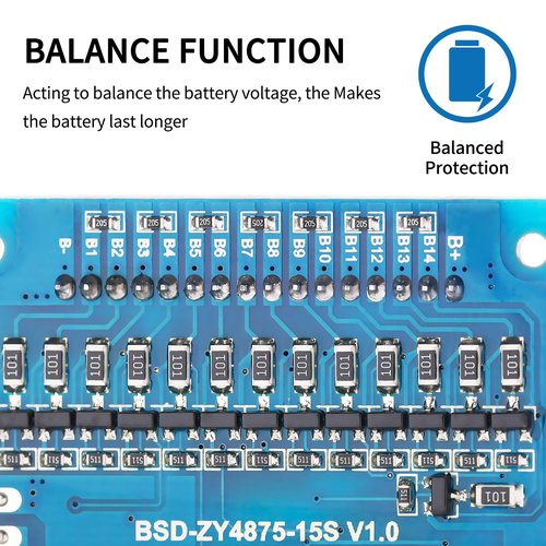 Bisida 13S BMS 48V 30A Li-ion PCB Protection Board with Balance Wire and NTC, Ten Functional protections, Split Ports, for Lithium-ion Battery Pack (13S 48V 30A)