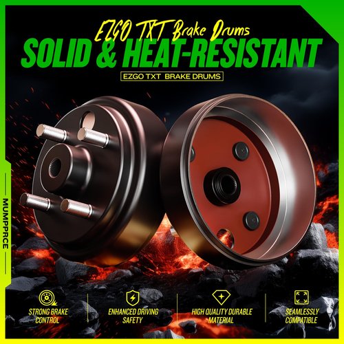 MUMPPRCE 2 pcs Golf Cart Brake Drum Hub Assembly, EZGO Brake Drum Hub Assembly for EZGO TXT PDS 1982-up Electric & 1982-1993 2-Cycle Gas Models – OEM #19186G1P, Durable, Replacement Part