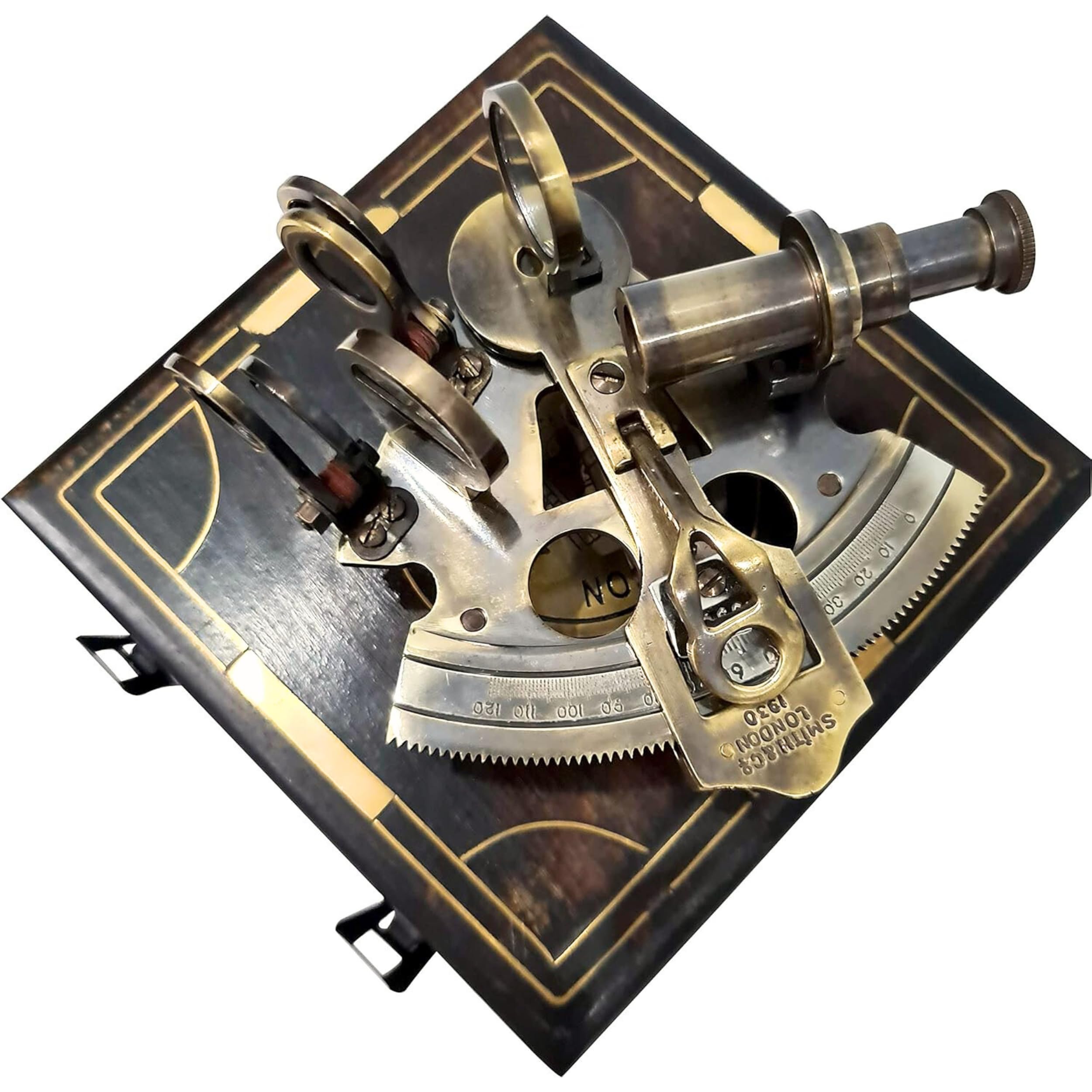 Vintage Brass Sextant Kelvin and Hughes 1930 – Nautical Navigation Instrument with Wooden Box by Smith & Co London Maritime Collectible Educational Gift