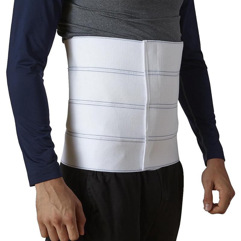 Abdominal Binder 12 Inch 4-Panel Support Right Size L/XL 42-62 Inch White
