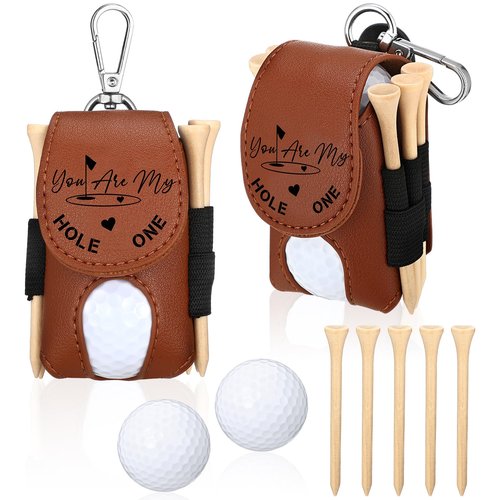 Realspring 8 Pcs Valentines Day Gift for Husband Him Gift Golf Ball Holder and 5 Pcs Wood Tees 2 Golf Ball for Men Boyfriend Husband Valentines Anniversary Christmas Birthday