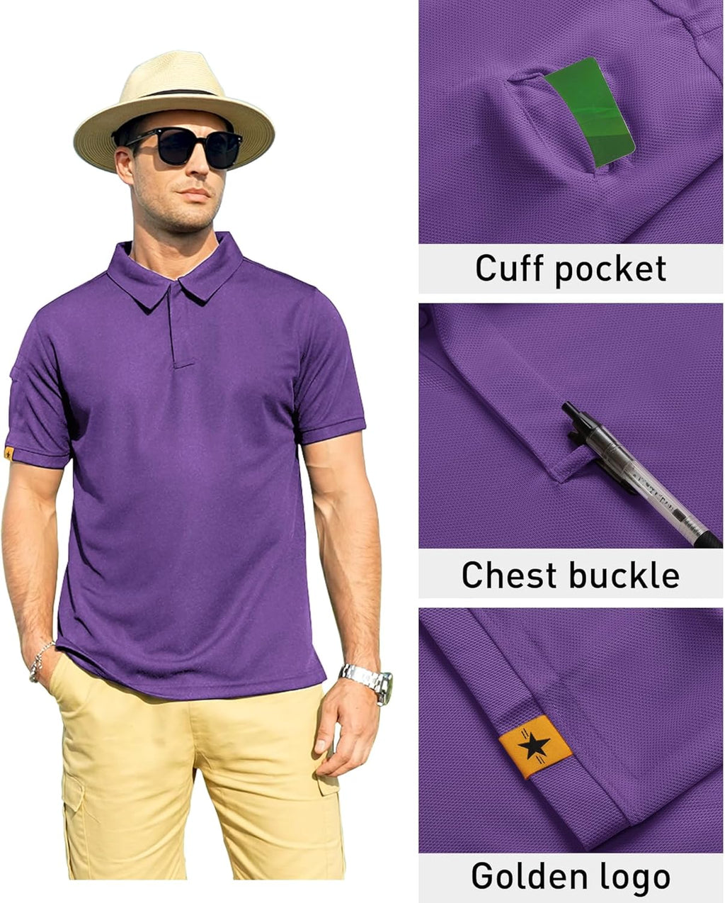 ZITY Men's Polo Shirt - Short Sleeve Tactical Golf Tee for Daily Casual Style | Athletic Fit