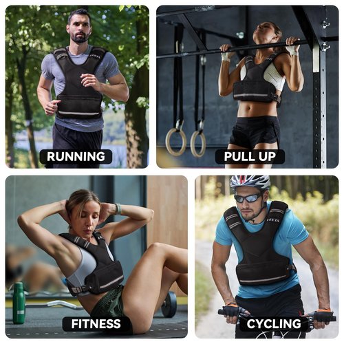HEETA Adjustable Weighted Vest for Women Men, 4-10lbs Body Weight Vest Exercise Set with 6 Ironsand Weights & Reflective Strips for Walking Running Workout Cardio Strength Training