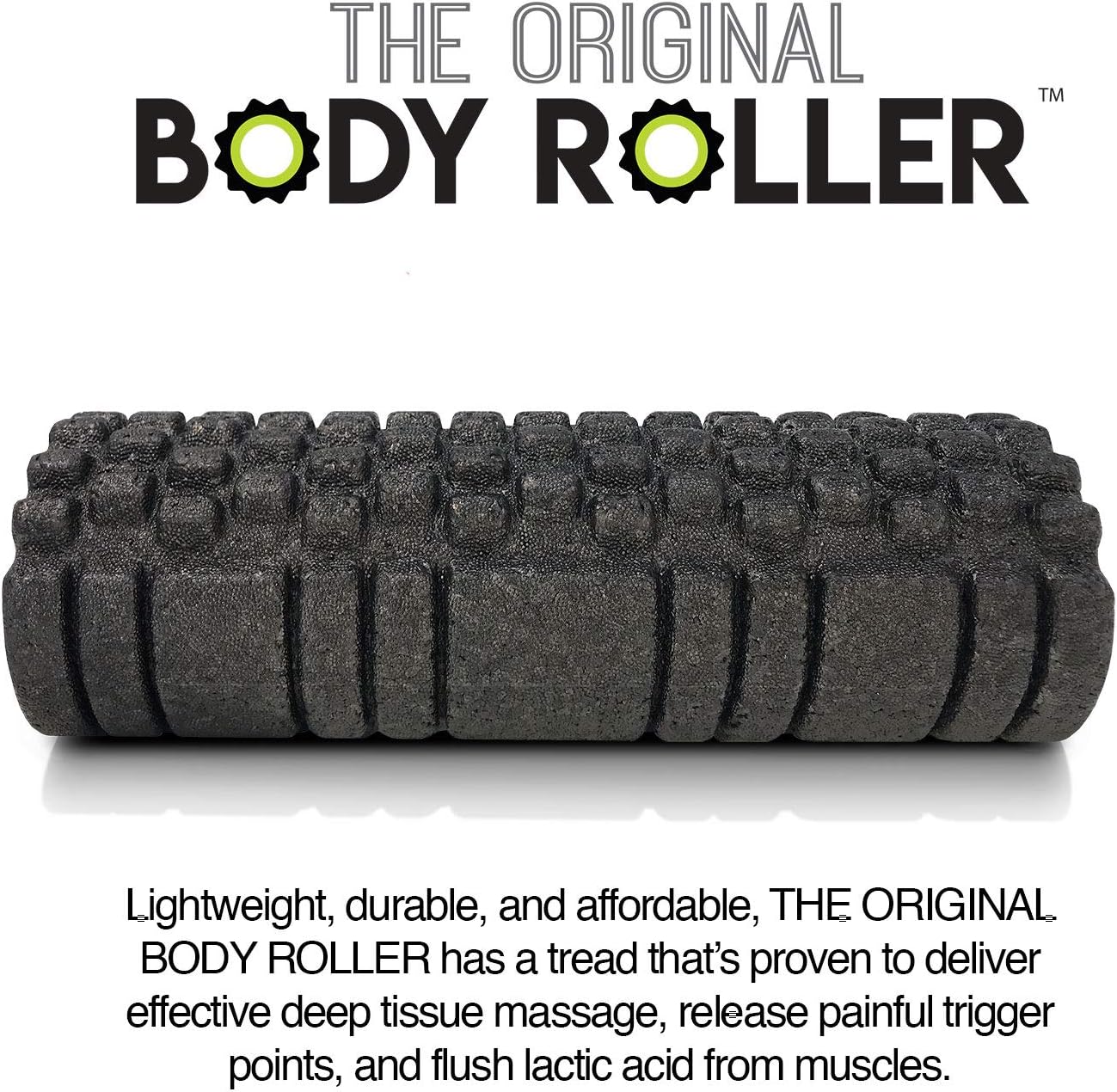 Original Body Roller - High Density Foam Massager for Deep Tissue Relief | 12" Black