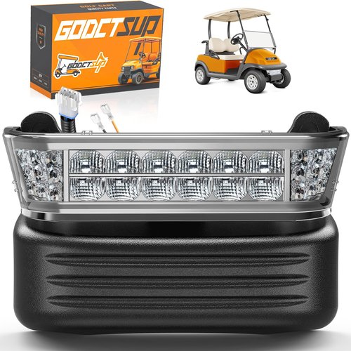 GODCTSUP Club Car LED Headlight with Bumper, 12V Golf Cart LED Headlight for Club Car Precedent 2004-UP Electric Cart Models, Replace Precedent Head Light OEM# 102524801, 1025248-01