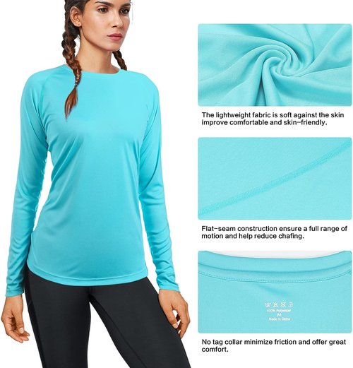 Isnowood Women's Long Sleeve Sun Protection Shirt - UPF 50+ UV Rash Guard for Hiking & Running