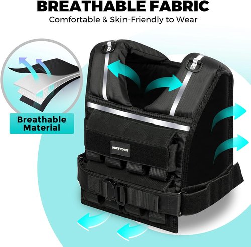**Regine Switzerland Adjustable Weighted Vest - 35lb/45lb for Strength Training | Ultra Thick Padding & Reflective Stripe**