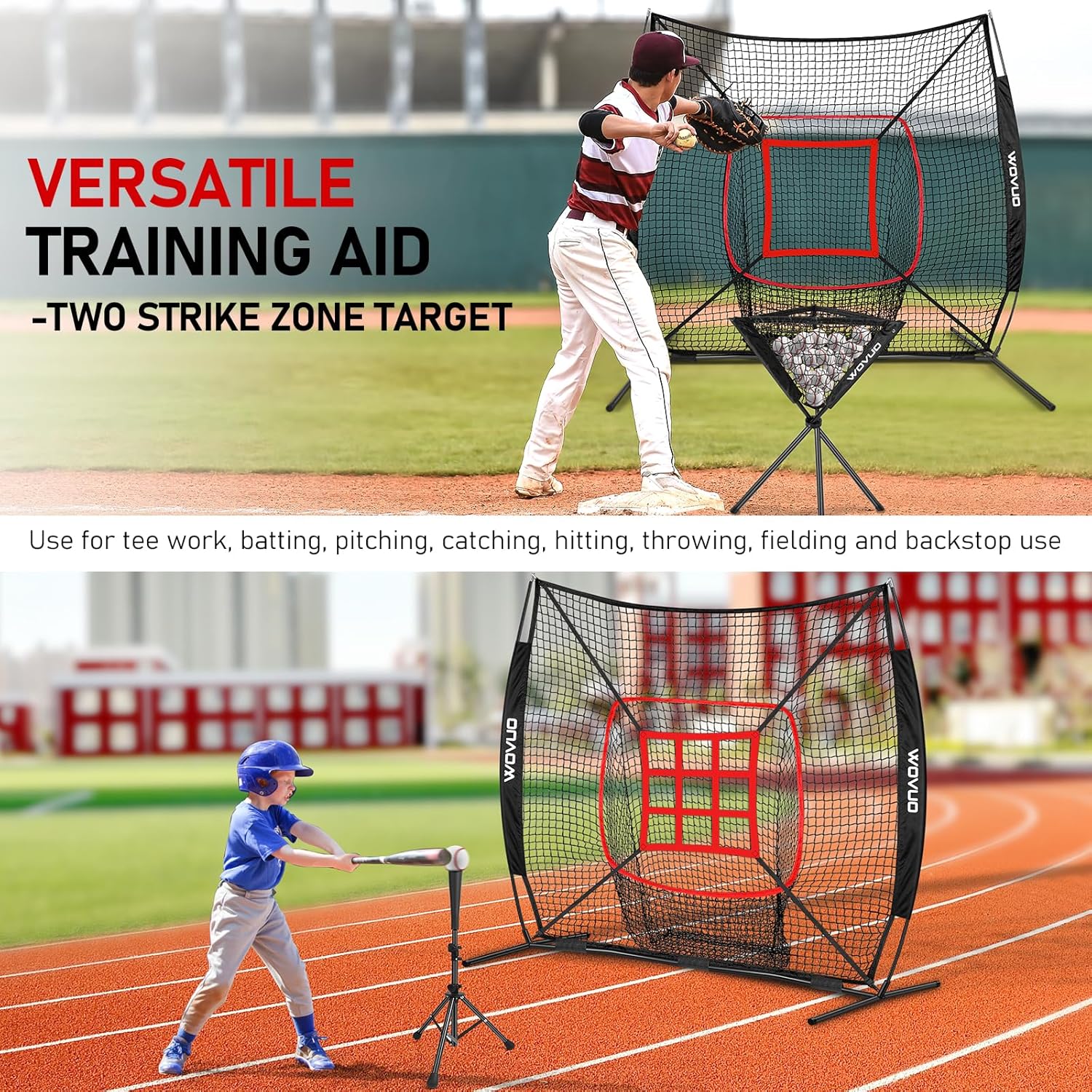 Skiennix 7x7 Ft Baseball Net - Versatile Batting & Pitching Training Equipment for All Ages
