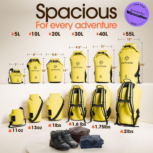 Earth Pak Waterproof Dry Bag - Roll Top Design Keeps Gear Dry | Includes Waterproof Phone Case